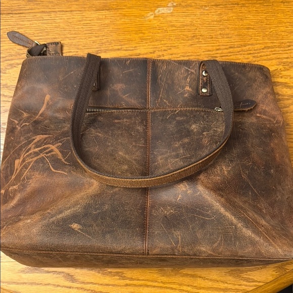 S-Zone Brown Leather Tote Bag - Picture 2 of 5